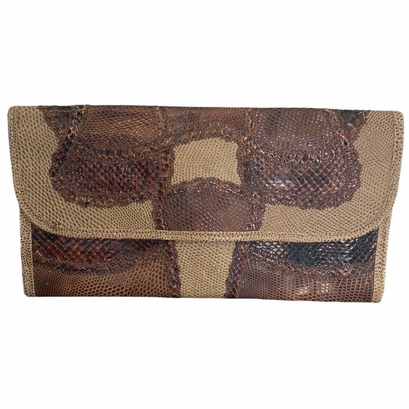 Carlos Falchi Vintage Snakeskin & Lizard Envelope Clutch - Picture 4 of 6